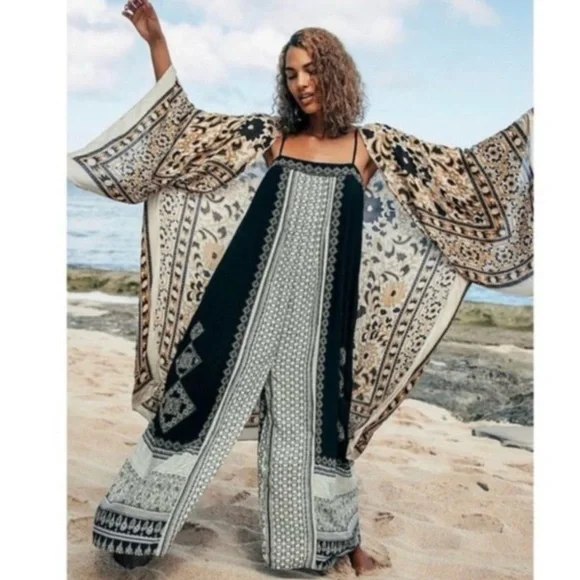 Free People Hazel Jumpsuit Mixed Print Wide Leg Oversized Size XS - Picture 12 of 12